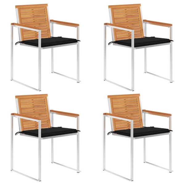 Garden chairs with cushions, 4 pcs., solid acacia wood