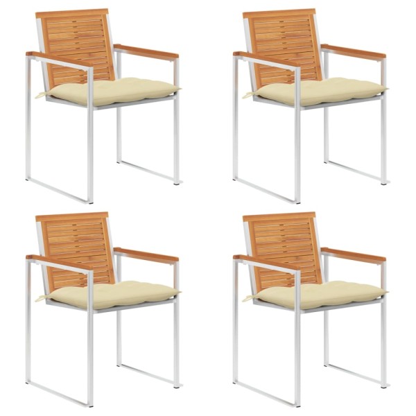 Garden chairs with cushions, 4 pcs., solid acacia wood