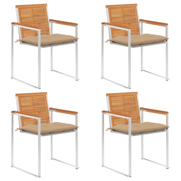 Garden chairs with cushions, 4 pcs., solid acacia wood