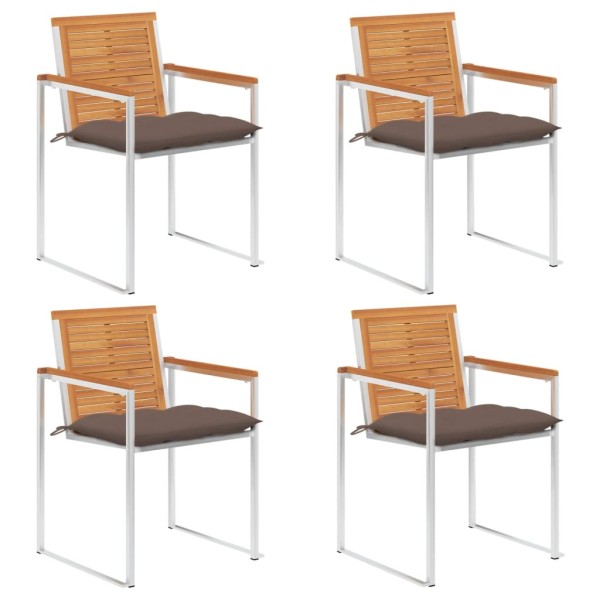 Garden chairs with cushions, 4 pcs., solid acacia wood