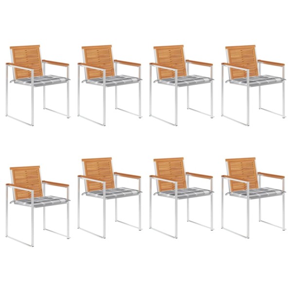 Garden chairs with cushions, 8 pcs., solid acacia wood