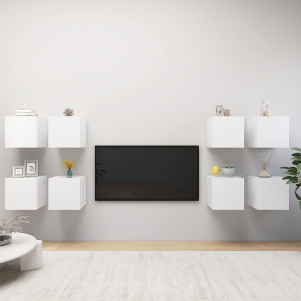 Wall-mounted TV cabinets, 8 pcs., white, 30.5x30x30cm