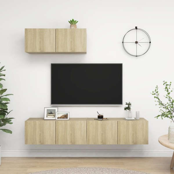 TV cabinets, 3 units, sonoma oak, processed wood