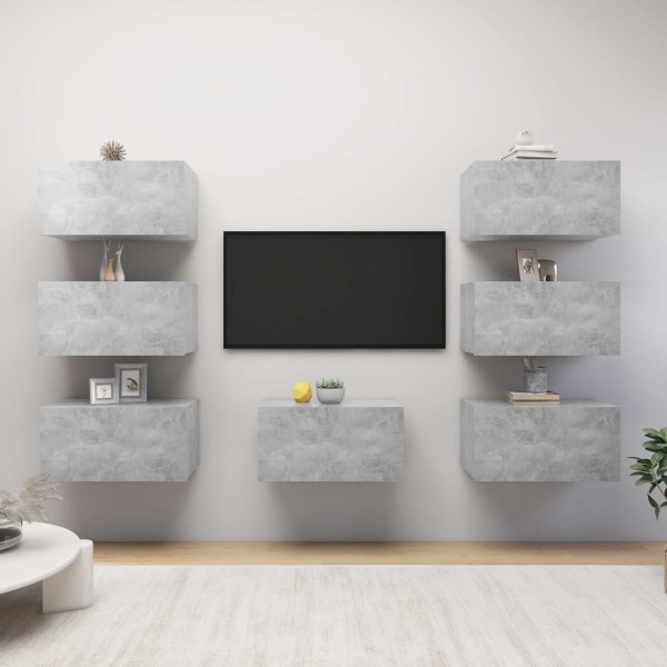 TV cabinets, 7 pcs., gray, 30.5x30x60cm, MDP