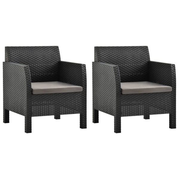Garden chairs with cushions, 2 pcs., anthracite, PP rattan