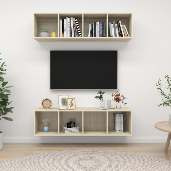 Wall TV cabinets, 2 pcs., oak, wood