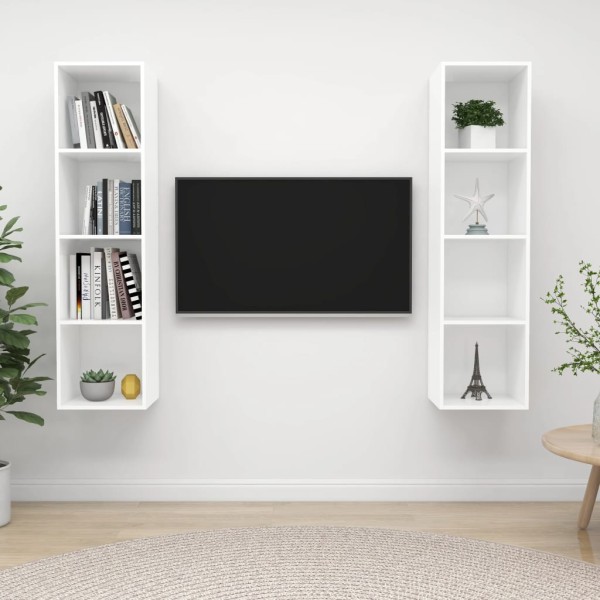 Wall TV cabinets, 2 pcs., white, wood