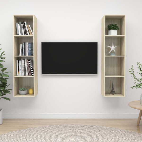 Wall TV cabinets, 2 pcs., oak, wood