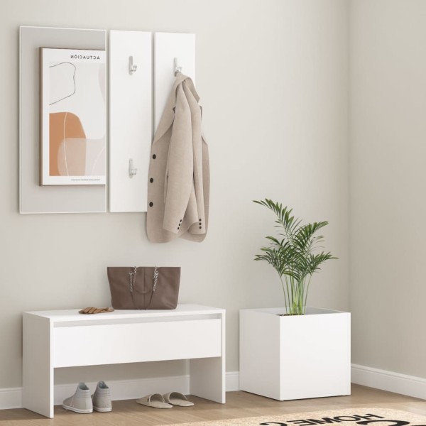 Corridor furniture set, white color, processed wood