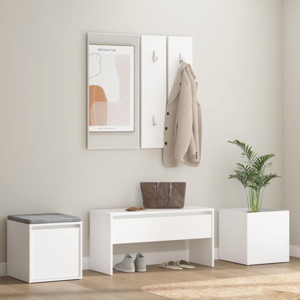Corridor furniture set, white color, processed wood