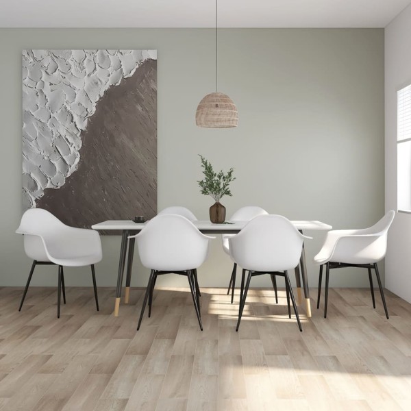 Dining chairs, 6 pcs., white, PP