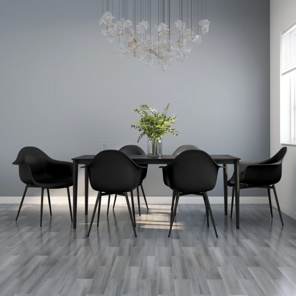Dining chairs, 6 pcs., black, PP