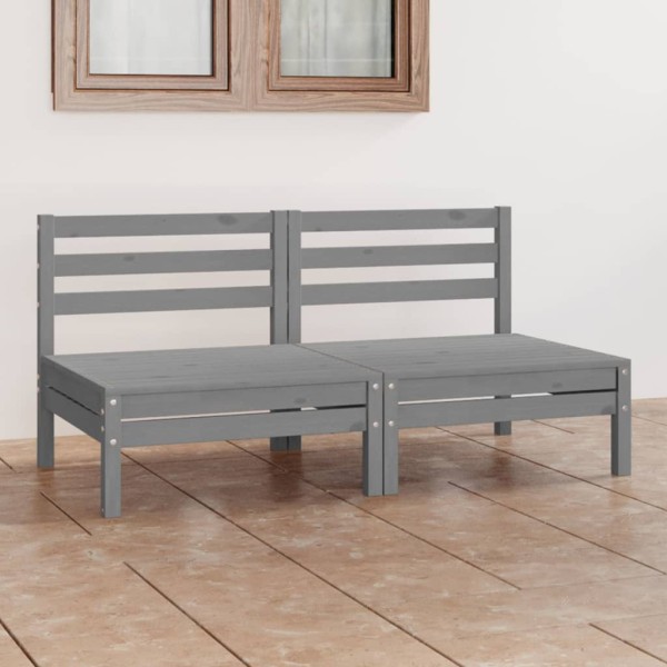 Two-seater garden sofa, gray, solid pine wood (806589)