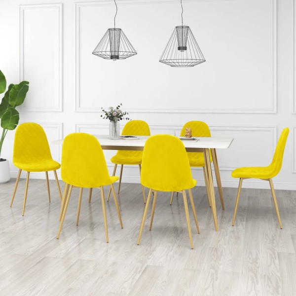Dining room chairs, 6 pcs., mustard yellow, velvet