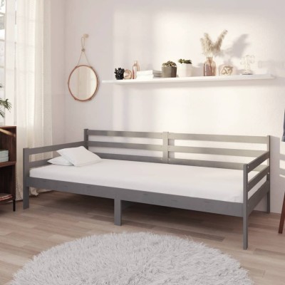 Bed with mattress, gray,...