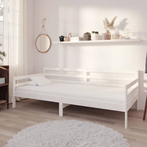 Bed with mattress, white, 90x200cm, solid pine wood
