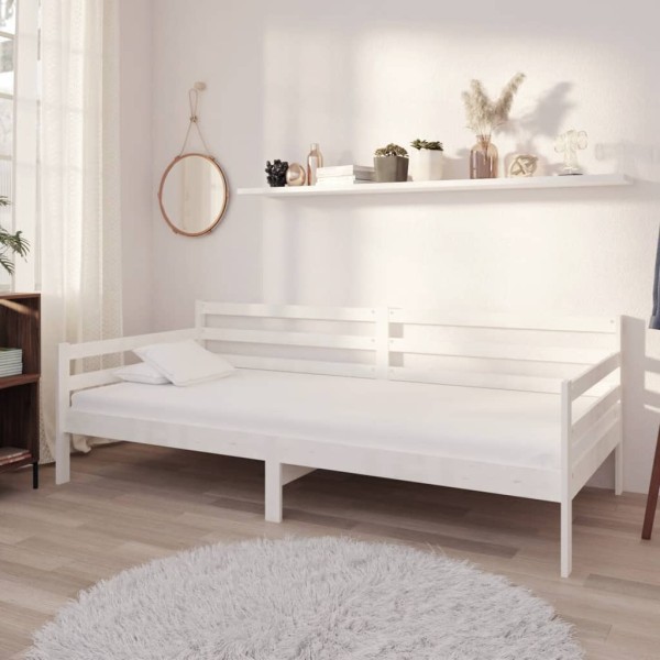 Bed with mattress, white, 90x200cm, solid pine wood