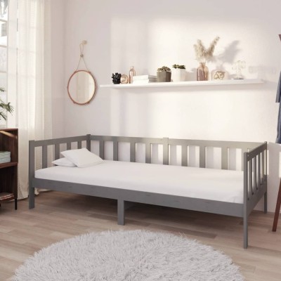 Bed with mattress, gray,...
