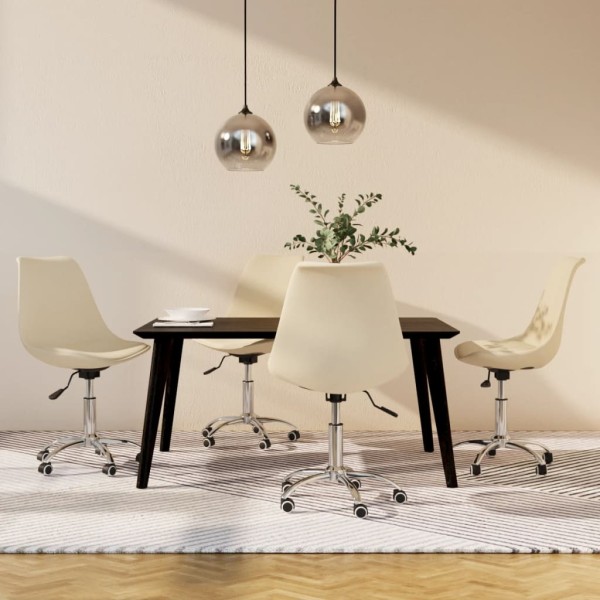 Swivel dining chairs, 4 pcs., cream color, fabric