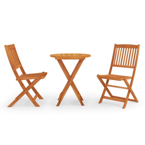 Folding dining set, 3 parts, eucalyptus solid