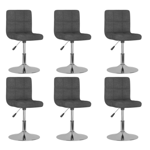 Swivel dining chairs, 6 pcs., dark gray, fabric