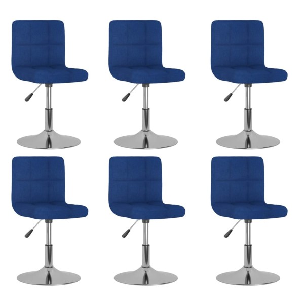 Dining room chairs, 6 pcs., blue, fabric, swivel