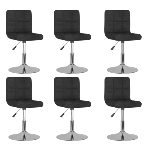 Swivel dining chairs, 6 pcs., black, fabric