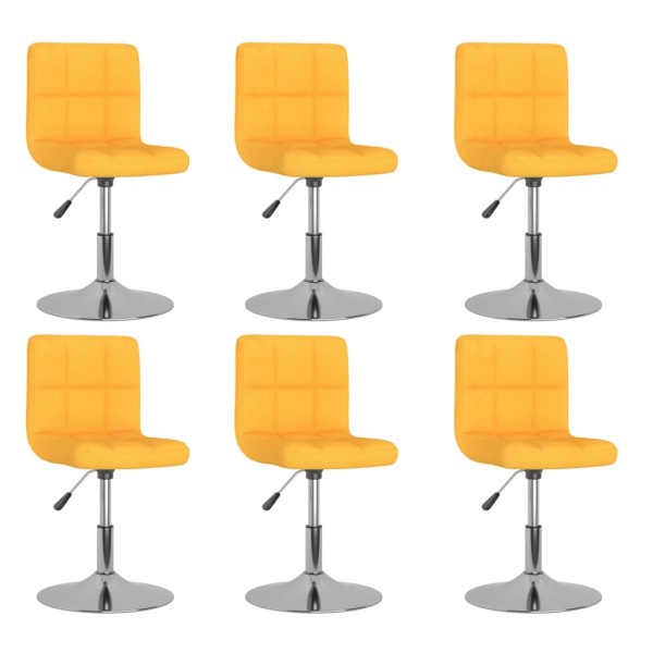 Swivel dining chairs, 6 pcs., yellow, fabric