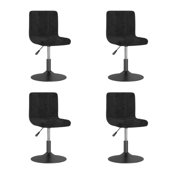 Swivel dining chairs, 4 pcs., black, velvet