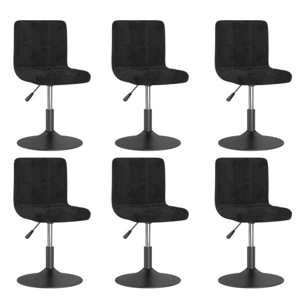 Swivel dining chairs, 6 pcs., black, velvet