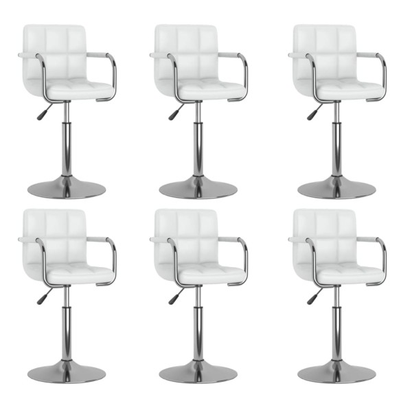 Swivel dining chairs, 6 pcs., white, artificial leather