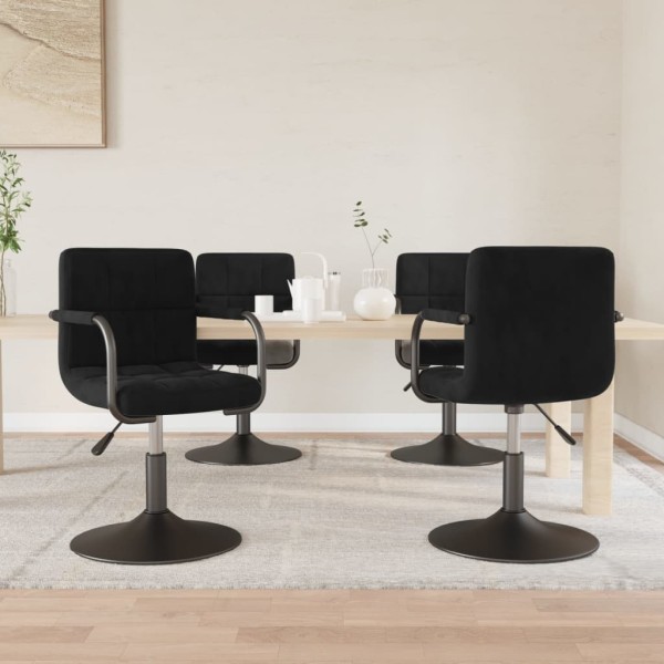 Swivel dining chairs, 4 pcs., black, velvet