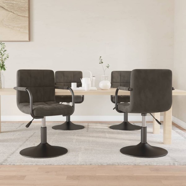 Swivel dining chairs, 4 pcs., dark gray, velvet