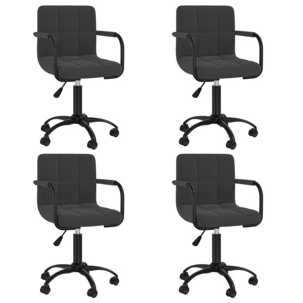 Swivel dining chairs, 4 pcs., black, velvet