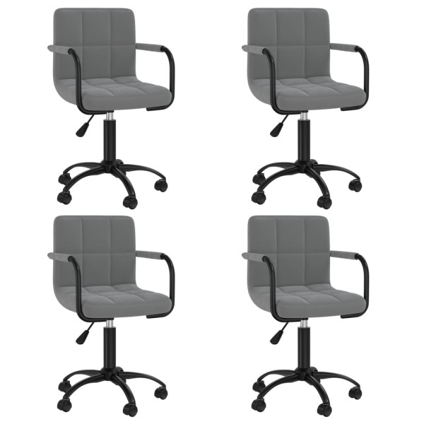 Swivel dining chairs, 4 pcs., dark gray, velvet