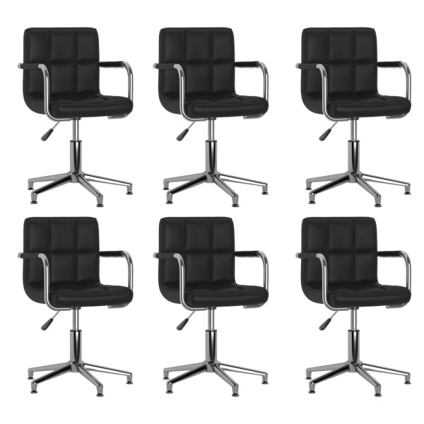 Swivel dining chairs, 6 pcs., black color, artificial leather