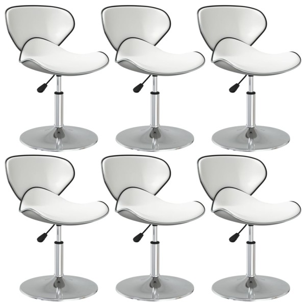 Dining room chairs, 6 pcs., white, artificial leather