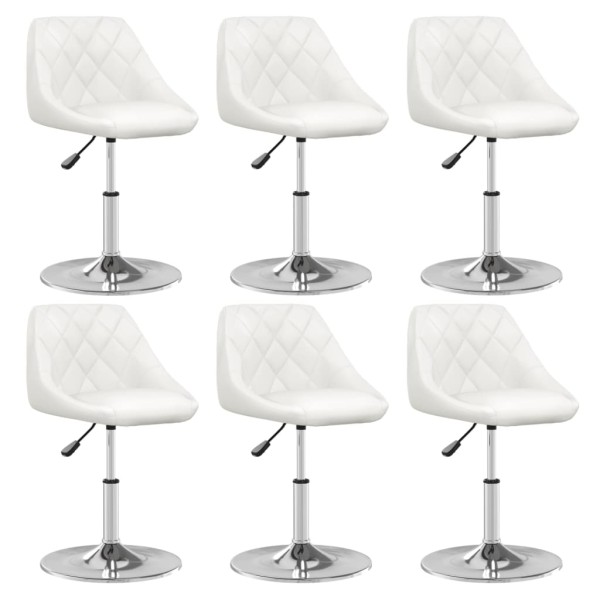 Dining room chairs, 6 pcs., white, artificial leather