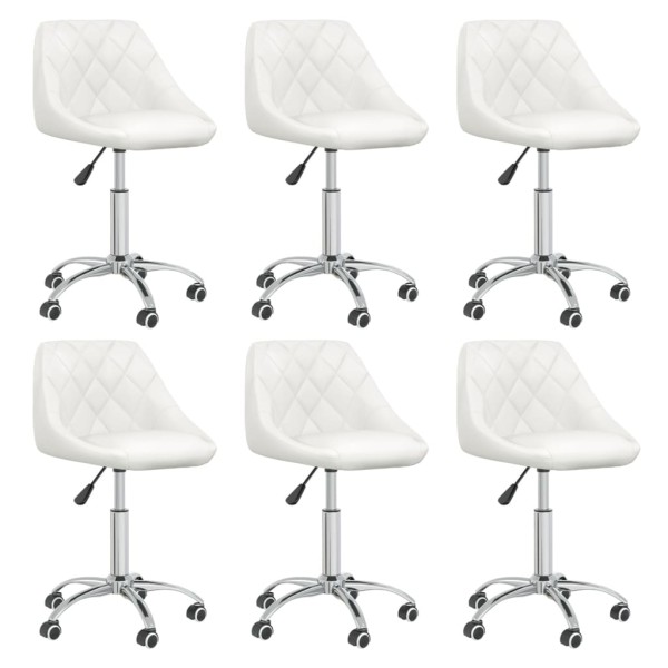 Swivel dining chairs, 6 pcs., white, artificial leather