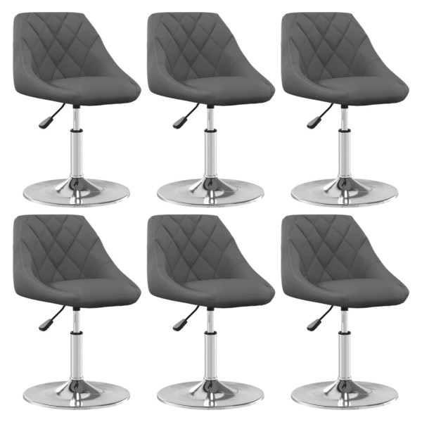 Swivel dining chairs, 6 pcs., dark gray, velvet