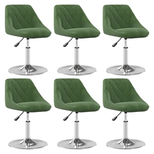 Swivel dining chairs, 6 pcs., dark green, velvet