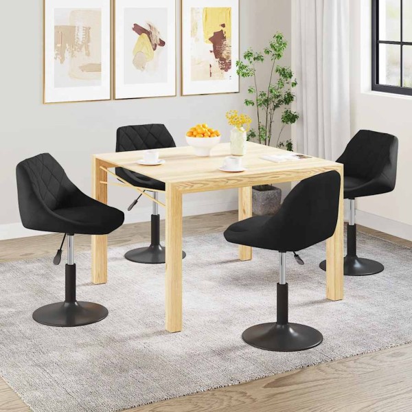 Swivel dining chairs, 4 pcs., black, velvet