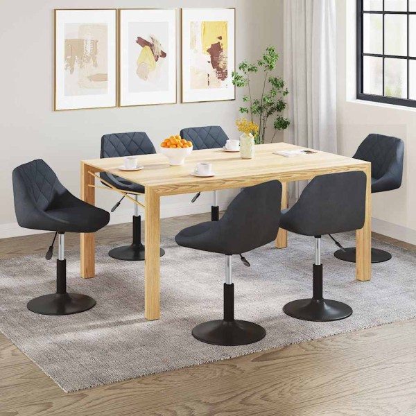 Swivel dining chairs, 6 pcs., dark gray, velvet