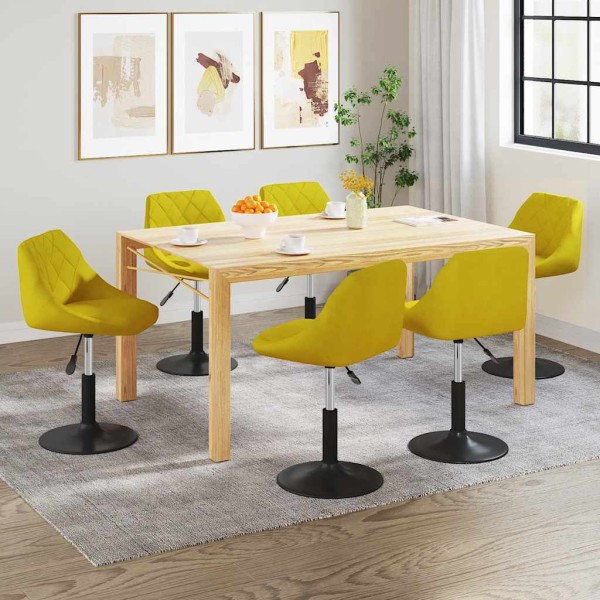 Swivel dining chairs, 6 pcs., mustard yellow, velvet