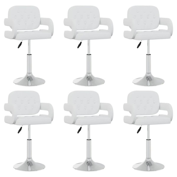 Swivel dining chairs, 6 pcs., white, artificial leather