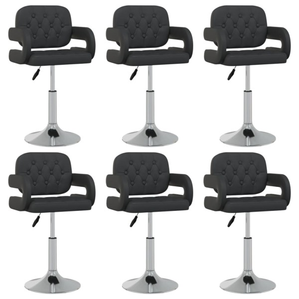 Swivel dining chairs, 6 pcs., black color, artificial leather