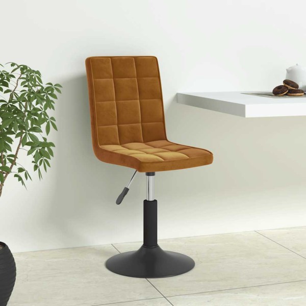 Swivel dining chairs, 4 pcs., brown, velvet