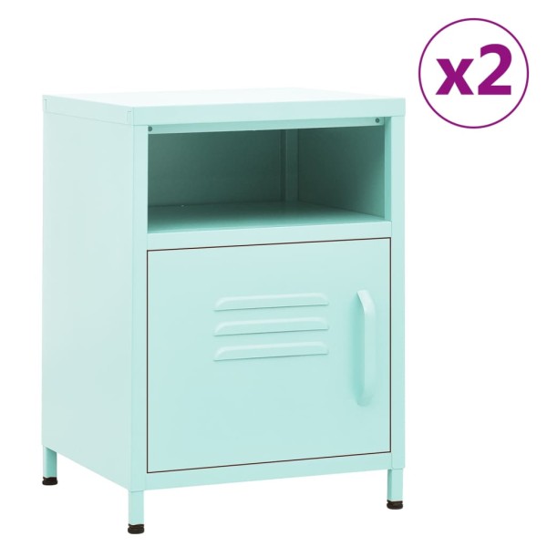 Bedside tables, 2 pcs., mint, 35x35x51cm, steel