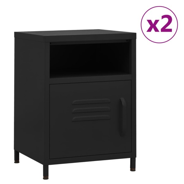 Bedside tables, 2 pcs., black, 35x35x51cm, steel