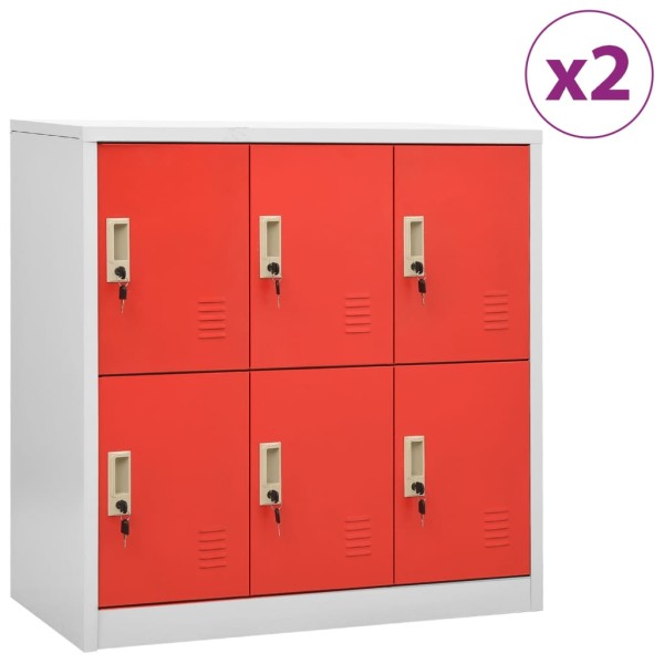 Cabinets, 2 pcs., grey/red, 90x45x92.5cm, steel